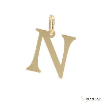 Złota zawieszka w kształcie literki N wykonana z wysokiej jakości złota 585..jpg